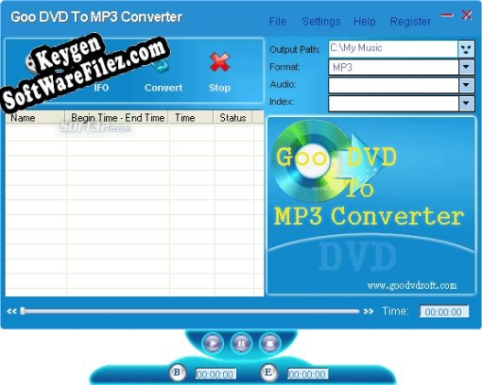 Registration key for the program ! Goo DVD To MP3 Converter