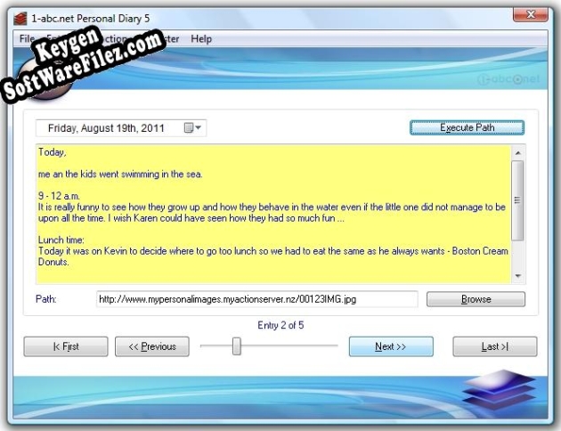 Activation key for 1-abc.net Personal Diary