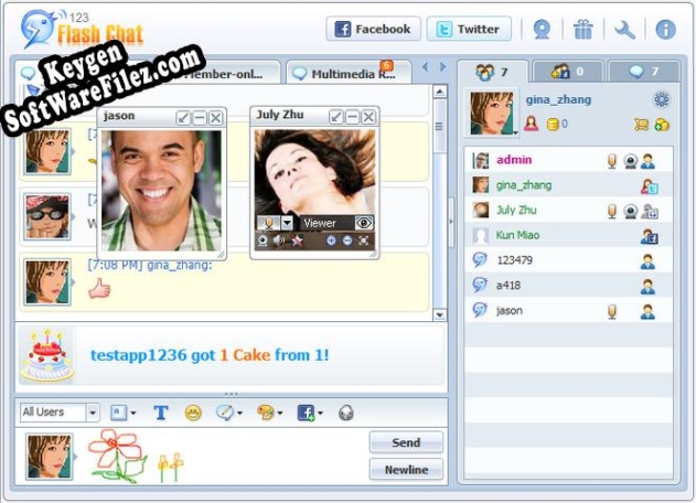 Key generator for 123 Flash Chat Server Software