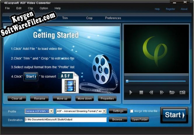 Registration key for the program 4Easysoft ASF Video Converter