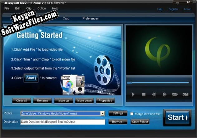 4Easysoft RMVB to Zune Video Converter Key generator