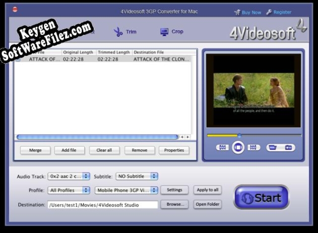 4Videosoft 3GP Converter for Mac serial number generator