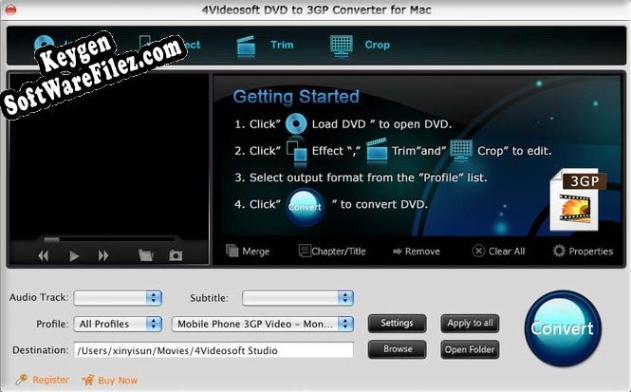 4Videosoft DVD to 3GP Converter for Mac activation key