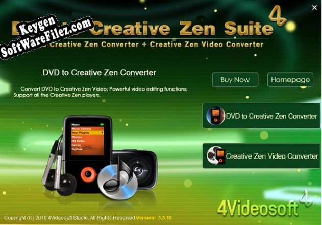 Key generator (keygen) 4Videosoft DVD to Creative Zen Suite