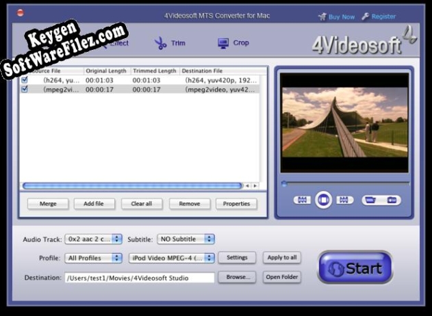 4Videosoft MTS Converter for Mac Key generator