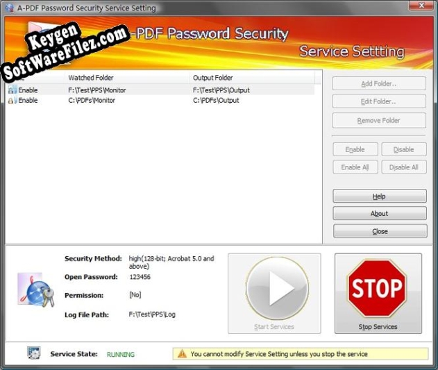 A-PDF Password Security Service key generator