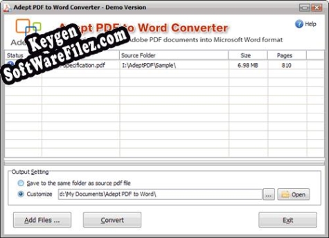 Activation key for Adept PDF to Word Converter