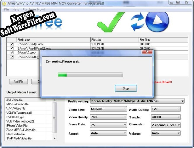 Afree WMV to AVI FLV MPEG MP4 Converter Key generator