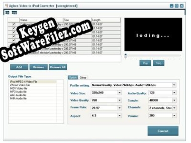 Aglare Video to iPod Converter Key generator