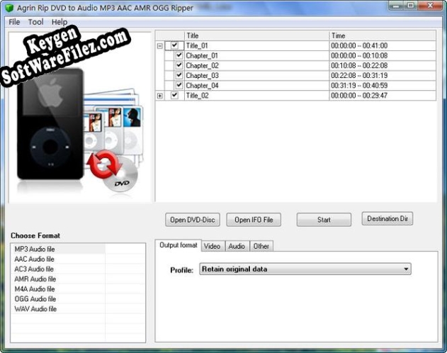 Agrin Rip DVD to Audio MP3 AAC Ripper key generator
