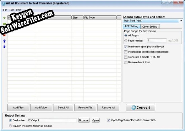 Key generator for Ailt All Document to Text Converter