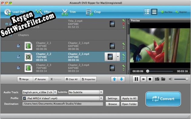 Key for Aiseesoft DVD Ripper for Mac