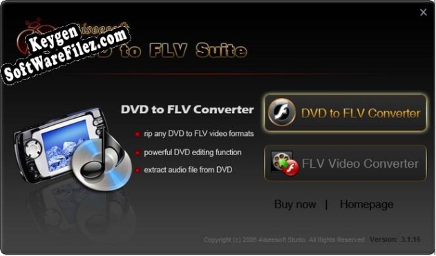 Aiseesoft DVD to FLV Suite key generator