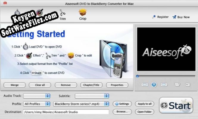 Aiseesoft Mac DVD BlackBerry Converter key generator