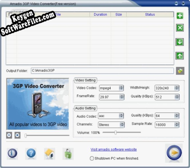 Activation key for Amadis 3GP Video Converter