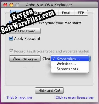 Key generator for Aobo Mac OS X Keylogger Professional