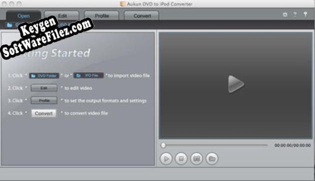 Key generator (keygen) AuKun DVD to iPod for Mac