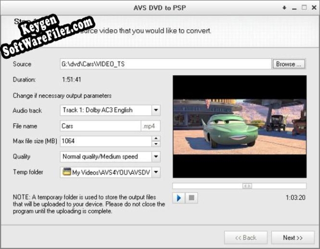 AVS DVD to PSP key generator