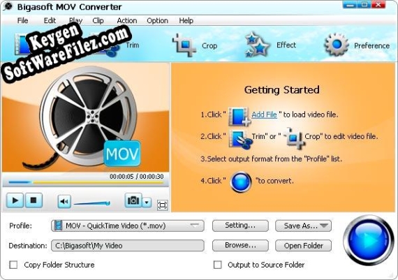 Key generator (keygen) Bigasoft MOV Converter