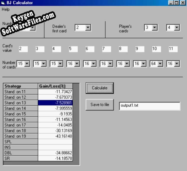 Key for BlackJack Calculator