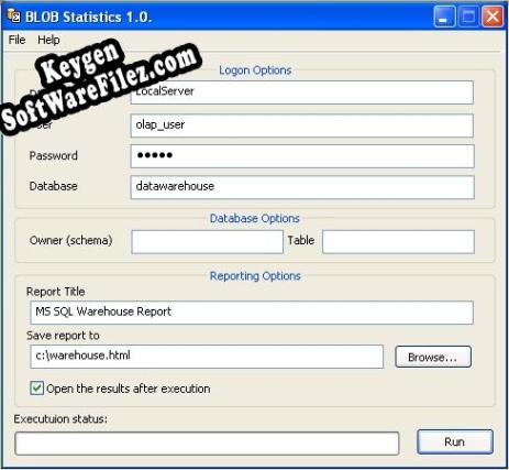 Registration key for the program BLOB Statistics