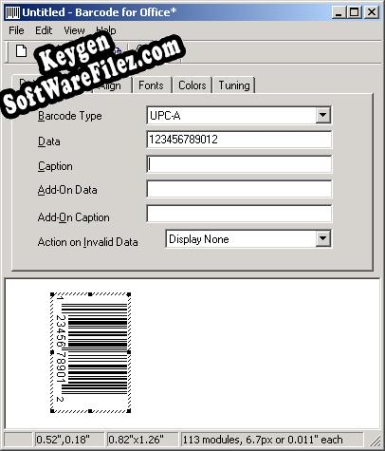 Registration key for the program Bokai Barcode for Office