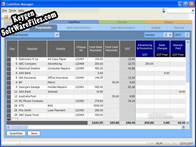 Activation key for Cashflow Manager Gold Australia business accounting software