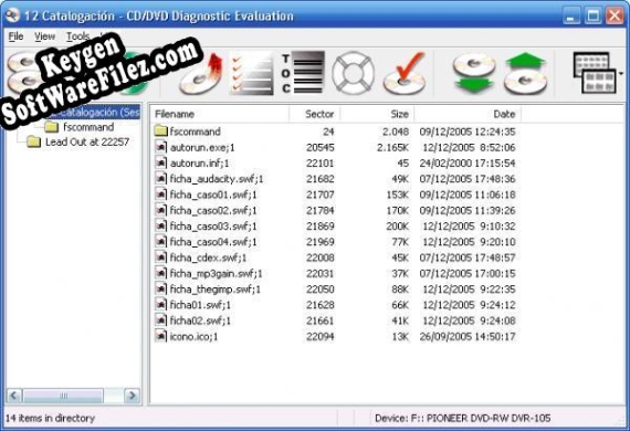 Registration key for the program CD/DVD Diagnostic