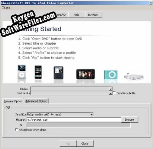 CheapestSoft DVD to iPod Video Converter activation key