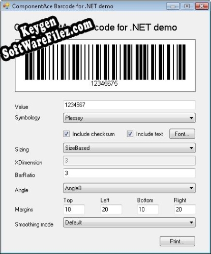 Key generator (keygen) ComponentAce Barcode .NET