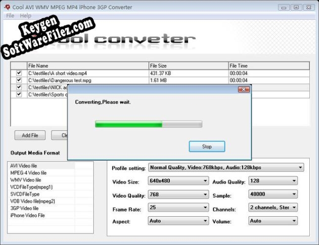 Cool AVI WMV MPEG MP4 iPhone Converter key generator