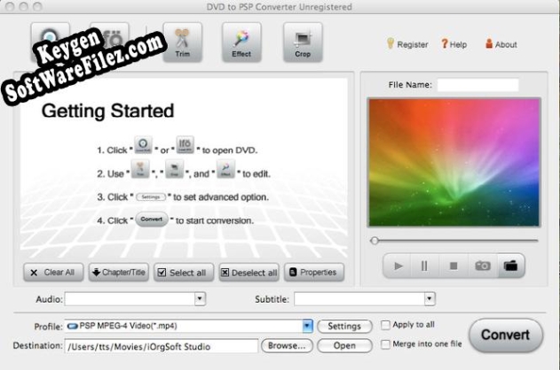 DVD to PSP Converter for Mac activation key