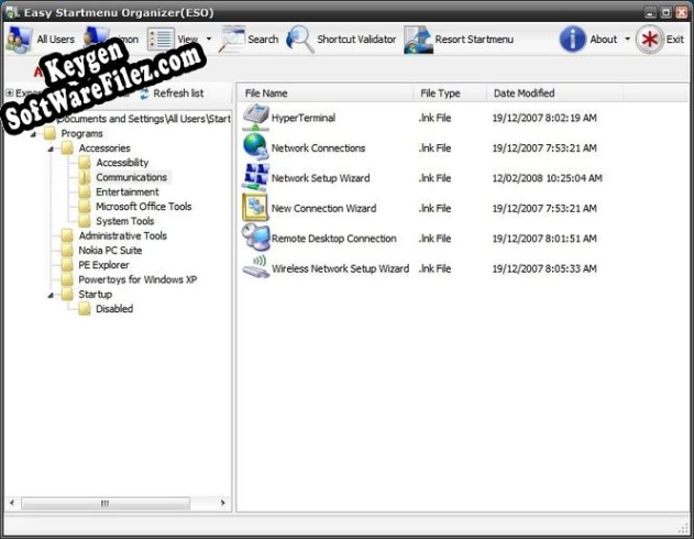 Key generator (keygen) Easy Start Menu Organizer