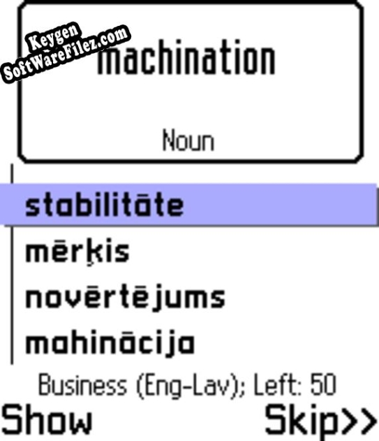 Key generator (keygen) ECTACO FlashCards English  Latvian for Nokia