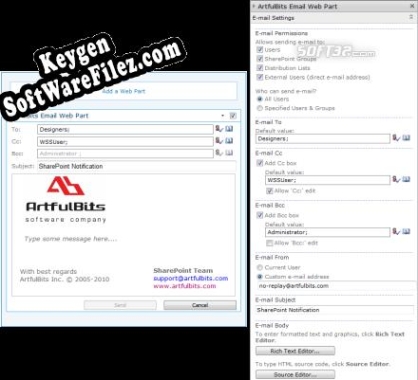 Key generator (keygen) Email Web Part