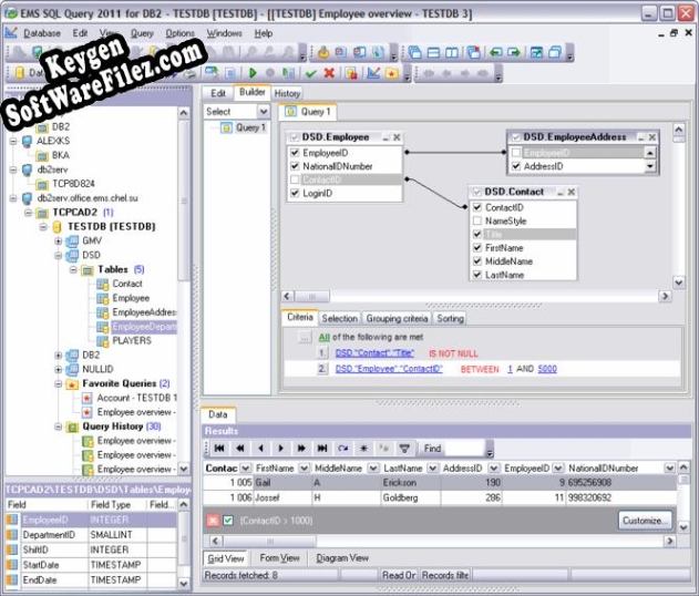 Key for EMS SQL Query for DB2