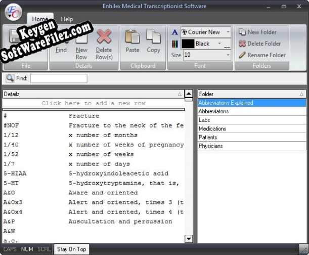 Free key for Enhilex Medical Transcription Software