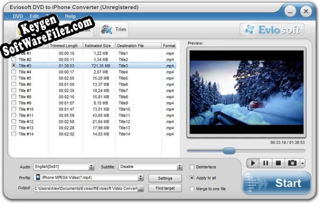 Eviosoft DVD to iPhone Converter Key generator