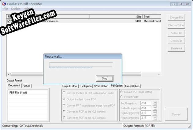 Excel/Xls to Pdf Converter activation key