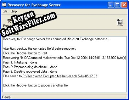 Free key for Exchange Recovery Wizard