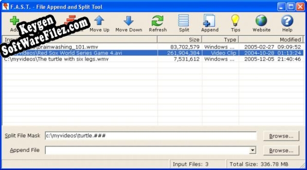 Free key for File Append and Split Tool