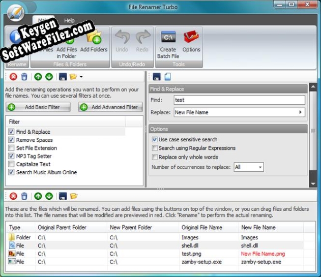 Key generator (keygen) File Renamer Turbo