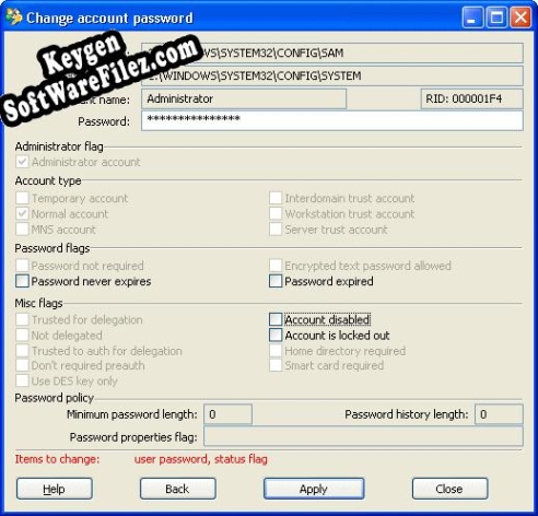 Key generator (keygen) Forgot Administrator Password