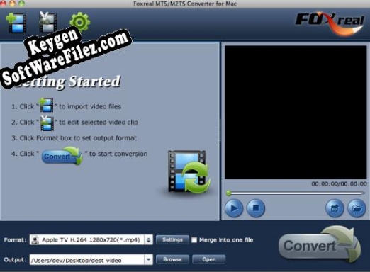 Key generator for Foxreal MTS/M2TS Converter for Mac