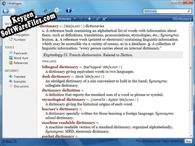 Key generator (keygen) French-English Collins Pro Dictionary for Windows