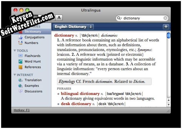 Key generator for German-English Dictionary by Ultralingua for Mac