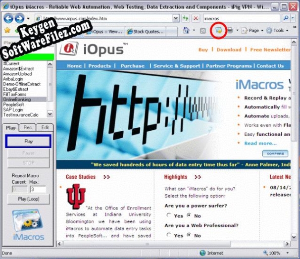 iMacros Web Automation and Web Testing key free