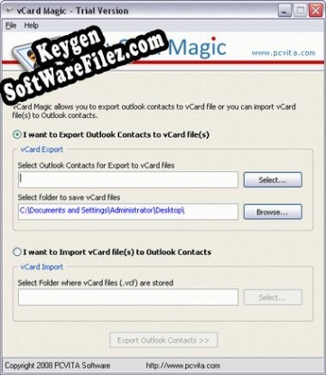Key generator for Import vCards to Outlook Contacts
