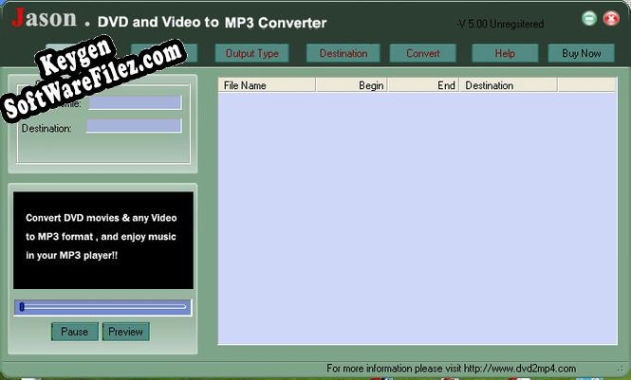 Activation key for Jason DVD Video to MP3 Converter