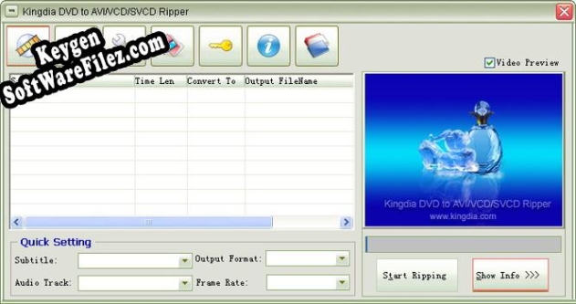 Activation key for Kingdia DVD to AVI/VCD/SVCD Ripper